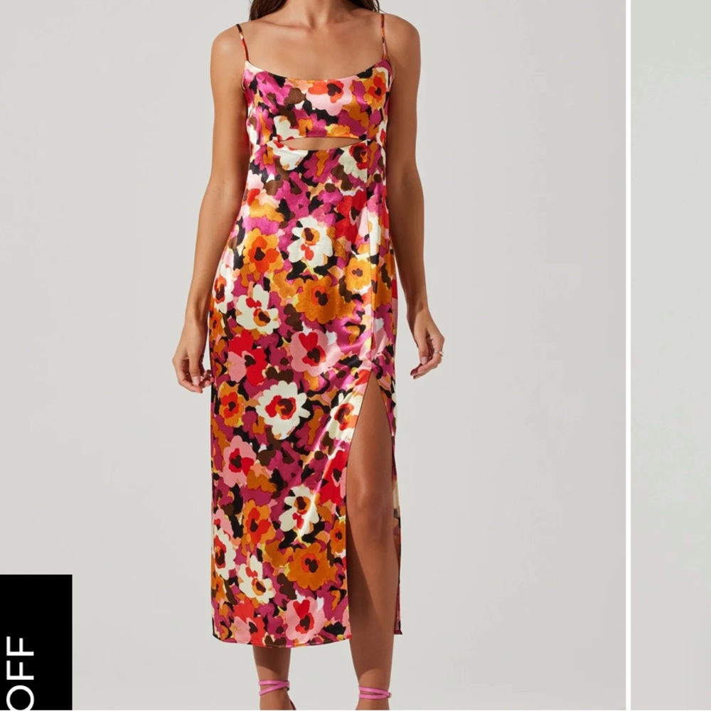 ASTR Chelsi Floral Satin Midi Dress